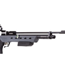 Crosman Challenger PCP gives you a competition pellet rifle that meets the requirements for National Standard three position air rifle matches, so it's a great way to get started for anyone from a younger shooter to someone with plenty of experience. It gives you the adjustable options you need to take your shooting to the next level at a competitive event, including speeds up to 580 fps, an improvement from the older version. You'll appreciate the precision adjustments this rifle gives you so you can get the custom fit you want, including the fully adjustable synthetic stock. You get a precision adjustable cheek rest for optimal cheek weld and eye positioning, plus a precision adjustable buttpad for a comfortable hold and an adjustable length for better results. You also get a two stage match grade trigger that has an adjustable shoe, so you get a clean and predictable break. The Crosman Challenger PCP provides you with accuracy from each and every shot because it combines a Lothar Walther floating barrel with a regulator, so you can depend on steady shot to shot speeds. You get over 200 shots per fill with the 3000 psi air tube, and you can shoot left handed as easily as right handed because of the reversible sidelever action. You'll also get the options for precision aiming you expect in a competition rifle, with micro click elevation and windage adjustments to the rear diopter sight, plus a front aperture sight that takes removable inserts. You can also add optional components like a bipod to the bottom accessory slot, or use the included precision adjustable sliding hand rest. Whether you're a seasoned shooter or just starting out with competition shooting, you'll find the features you need to do your best with the Crosman Challenger PCP, so get it now at Airgun Depot. Crosman Challenger PCP Features: PCP Reversible sidelever .177 caliber Floating Lothar Walther barrel 3000 psi air reservoir Over 200 shots per fill Regulated Fully adjustable synthetic stock Max velocity: 580 fps Two stage match grade trigger with adjustable shoe Meets requirements for National Standard three position air rifle Hooded front aperture sight Diopter rear sight with micro click adjustments 11mm dovetail optics rail Bottom accessory slot Precision adjustable sliding forend hand rest Precision adjustable rubber buttpad Precision adjustable cheekpiece Onboard pressure gauge Specs ManufacturerCrosman Caliber .177 Velocity 580 fps Condition New Ammo Type Pellets Action Sidelever Barrel Style Lothar Walther Fire Mode Single-shot Gun Weight 7.00 Overall Length 40.75 Loudness 2-Low-Medium Mechanism Pre-charged pneumatic Rail 11mm dovetail Safety Manual Front Sights Globe w/Aperture Inserts Rear Sights Diopter/micrometer adjustable Shots per Fill 350 Trigger Adjustability Two-stage adjustable Use Competition Warranty 1-year limited warranty Cocking Effort 11 lbs
